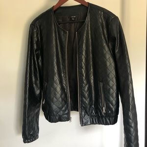 Leather bomber jacket